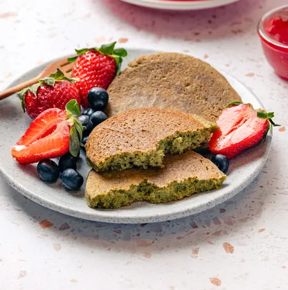 Strawberry Matcha Pancakes